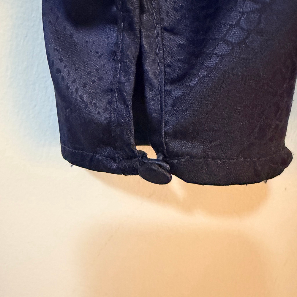 Express Satin Jacquard Wrap Blouse – Deep Navy (Almost Black) Size S - Picture 4 of 10